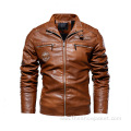 Custom Logo Fleece Lined Leather Jacket Mens